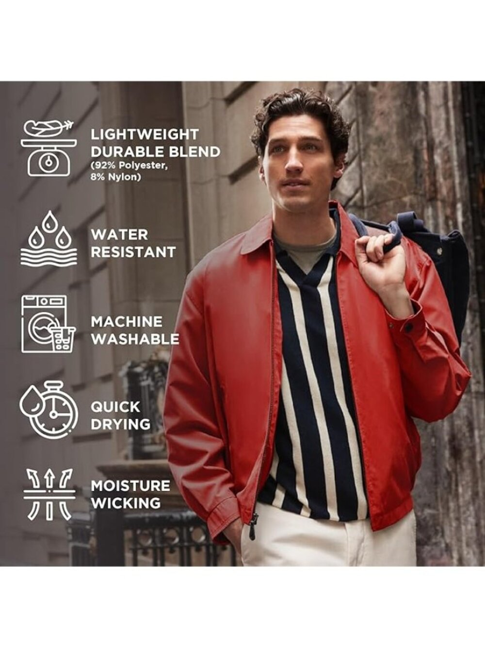 London Fog Mens Auburn Golf Jacket M Medium Chili Red Zip Front Windbreaker NEW - Picture 6 of 11
